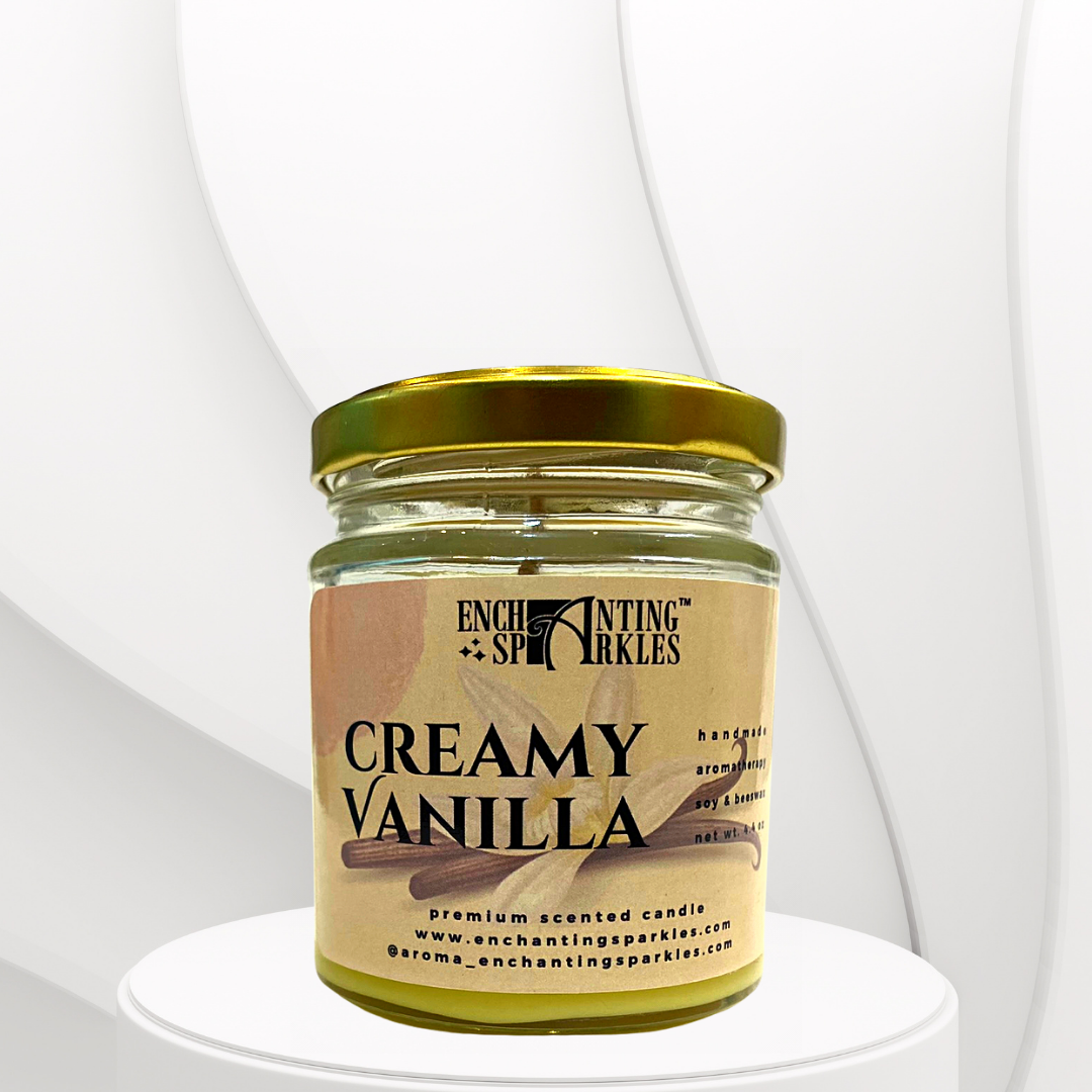 Creamy Vanilla Scented Aromatherapy Soy Wax Candle – EnchantingSparkles