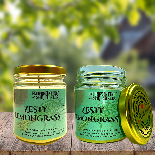 Zesty Lemongrass Scented Aromatherapy Soy Wax Candle