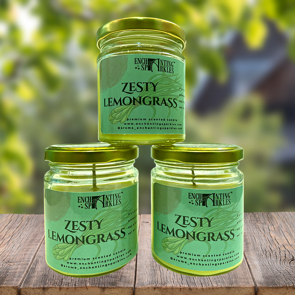 Zesty Lemongrass Scented Aromatherapy Soy Wax Candle